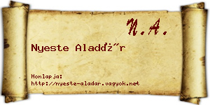 Nyeste Aladár névjegykártya